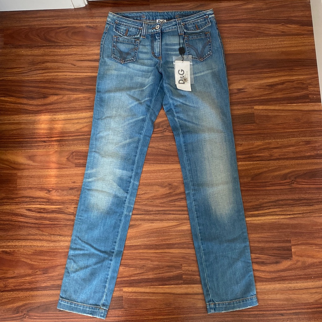 Dolce & Gabbana Straight Leg Jeans In Light Blue Wash